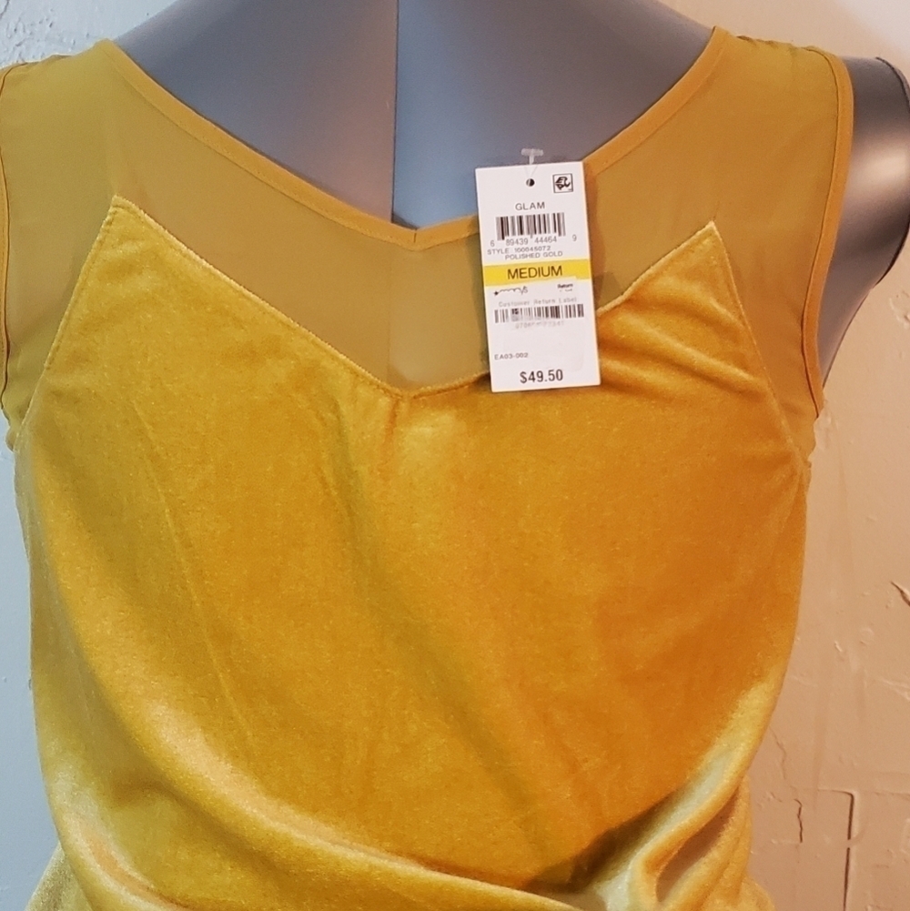 INC Gold Velour & Sheer Stretch Top - Picture 6 of 11